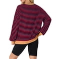 thumbnail image 6 of Cueply Sweatshirt for Women Oversized Striped Long Sleeve Crew Neck Casual Loose Pullover Sweaters Tops, 6 of 7