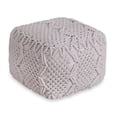 thumbnail image 2 of HomeRoots 486541 14 x 18 x 18 in. White Cotton Blend Pouf Ottoman, 2 of 5