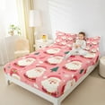 thumbnail image 4 of Manfei Merry Christmas Full Size Sheets,Kawaii Santa Clsua Bed Sheets,White Pink Sheet Sets For Girls Kids,Luxury Bedroom Decor,4-Piece, 4 of 7