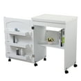 thumbnail image 3 of Jaxpety Moving White Folding Sewing Table Craft Table with Adjustable Versatile Shelves Storage Cabinet Lockable Wheels, 3 of 6