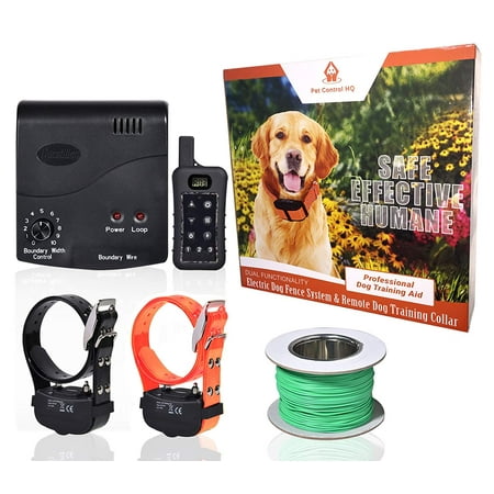 Fence Trainer - PetControl HQ Wireless Combo Electric Dog Fence System with Remote Dog Training Collar