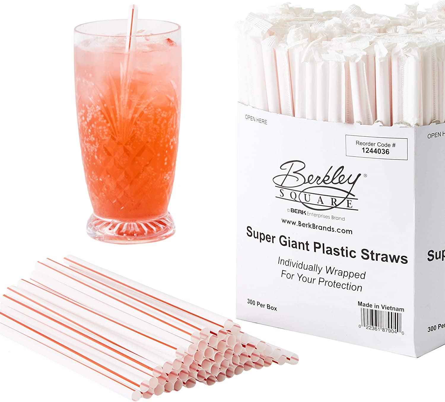Assorted Colors Striped 7.75 High Flexible Disposable Plastic Drinking Straws 500 Pack 