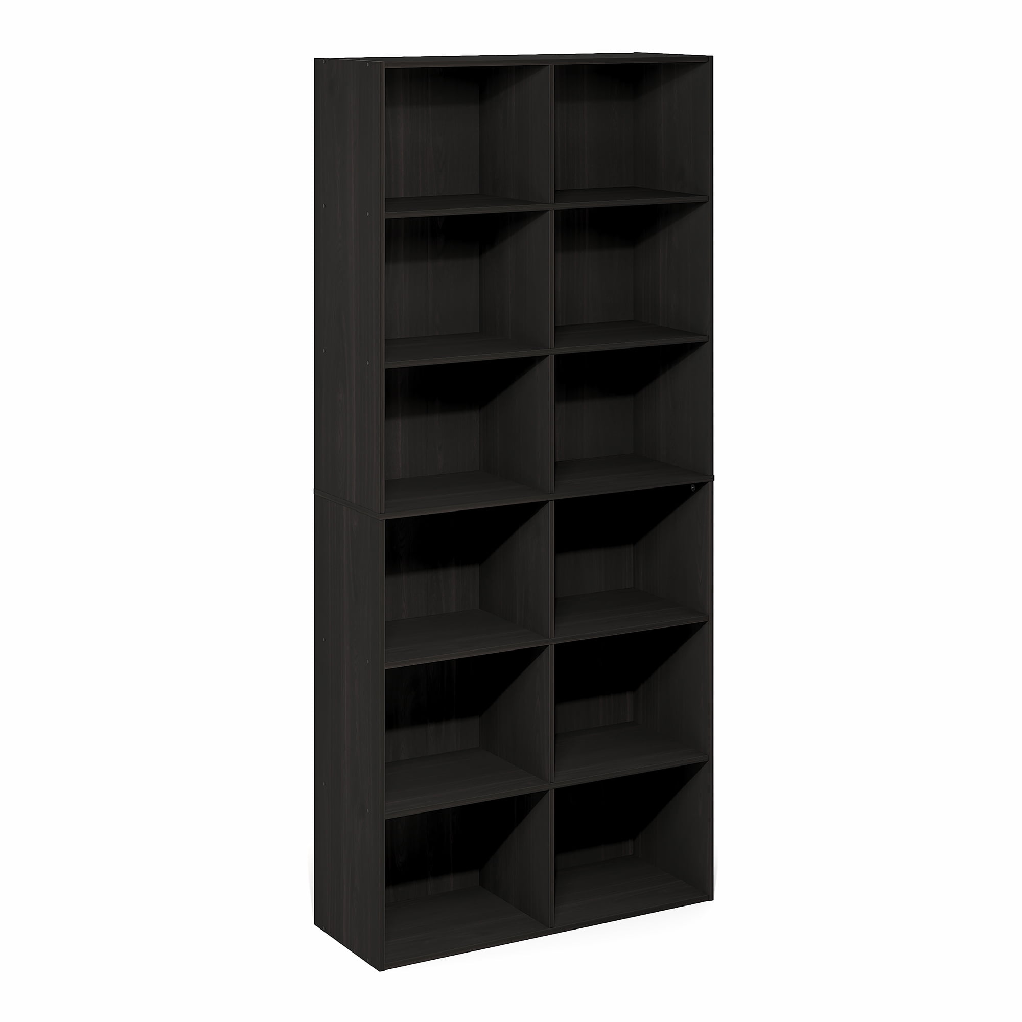 Furinno BASIC 12-Cube Open Bookcase Storage Organizer 12 x 32 x 71 in Amber Pine