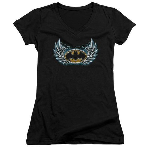 Batman Steel Wings Logo Junior Women's T-Shirt V-Neck Black