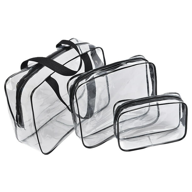 Bolsa de almacenamiento de tocador transparente de 3 piezas bolsas de lavado de maquillaje impermeable