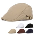 thumbnail image 2 of Xiao Hua Gorra plana de algodón para hombre, sombrero de caza estilo Ivy Gatsby, boina para hombre (caqui), 2 of 4