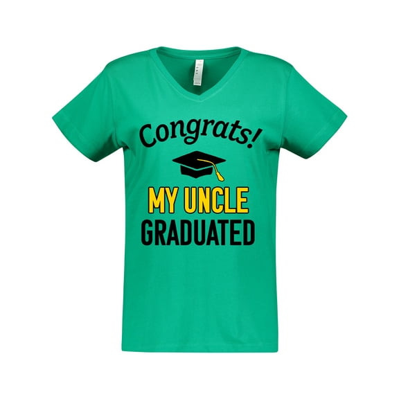 Inktastic Congrats My Uncle Graduated with cap Women's V-Neck T-Shirt