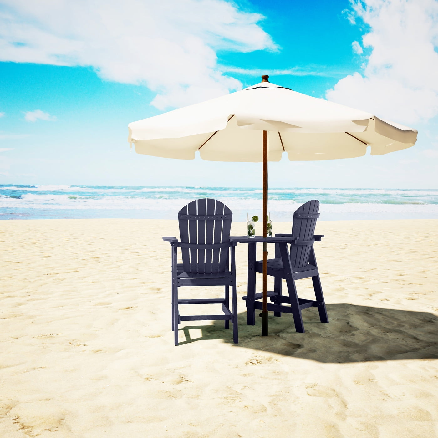 Musser Outdoor Adirondack Chair Set Of 2 Wooden Patio Chair Lounge Chair Navy