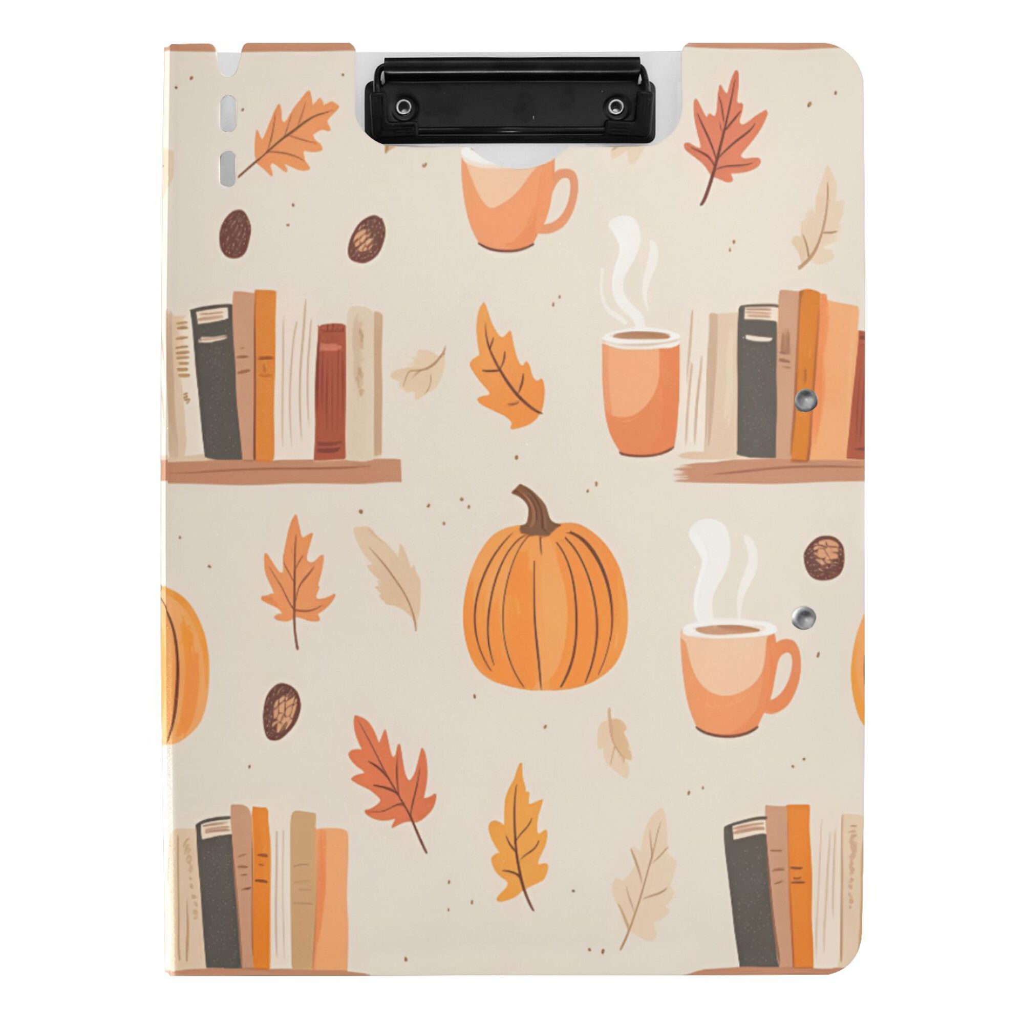 FORMRS A4 Clipboard Folder with Pen Holder Horizontal Foldable School Office Binder, Beige Fall Acorns Pattern