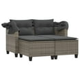 thumbnail image 2 of vidaXL Garden Sofa 2-Seater with Canopy and Stools Grey Poly Rattan, 2 of 5