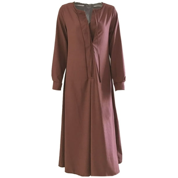 Vestido casual de mujer Vestido de manga larga con cuello en V Vestido de cambio suelto casual Adepaton BST3003117-4