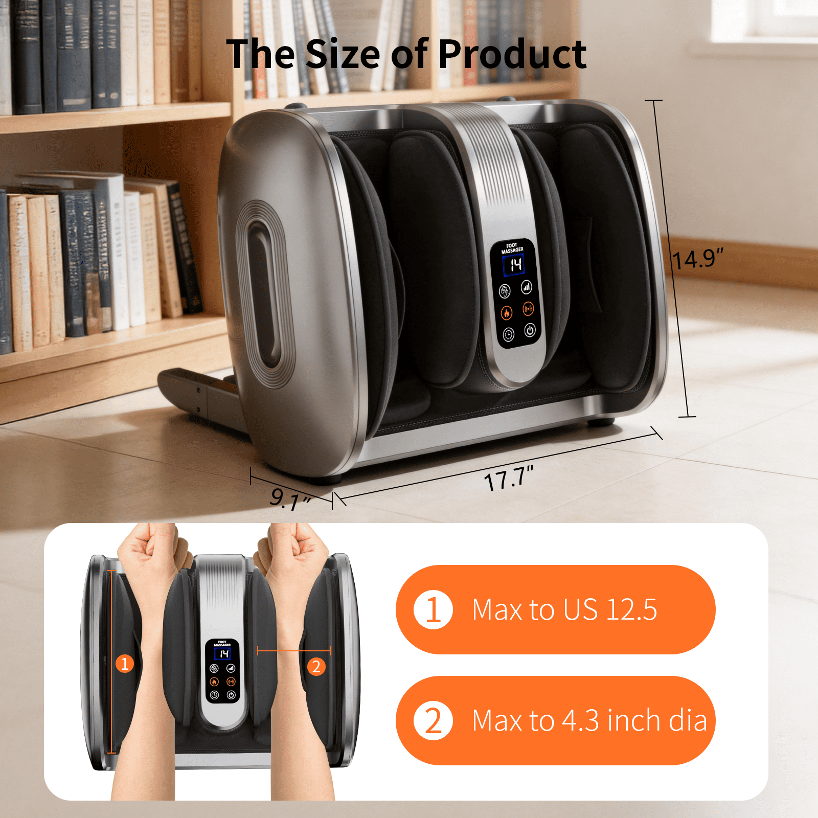Foot Massager with Heat, Shiatsu Foot Massager Machine with Compression, Deep Kneading Calf for Feet and Ankle, Men, Women, Home and Office