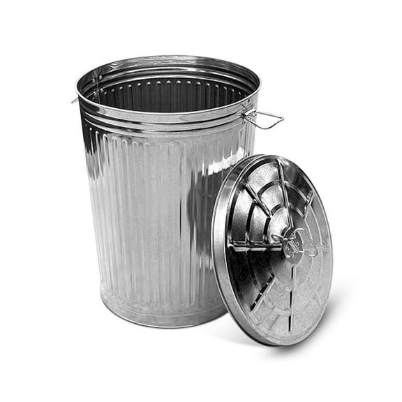 Metal Trash Can with Lid Outdoor 20 Gallon Galvanized Steel Garbage Bucket with Lid Silver