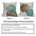 thumbnail image 6 of Brown Teal Pillow Covers 20x20 Dahlia Flower White Gray Elegant Colored Decorative Throw Pillows Farmhouse Outdoor Decor for Home Living Room Sofa Bed Modern Floral Linen Square Cushion Case, Set of 2, 6 of 6