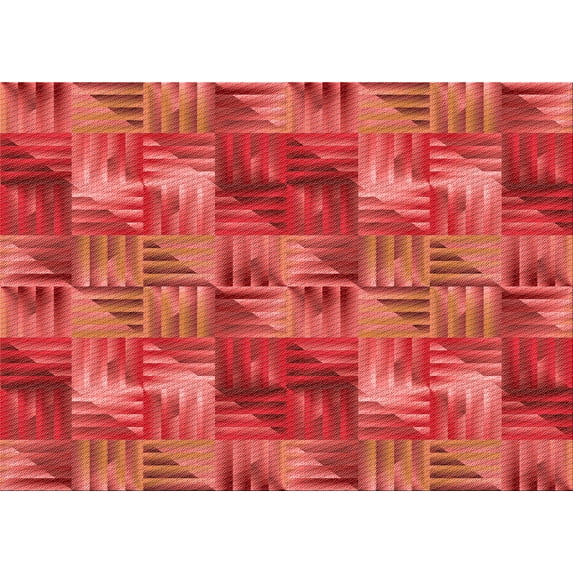 Ahgly Company Indoor Rectangle Patterned Ferrari Red Area Rugs, 7' x 9'