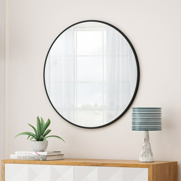 28" Round Mirror for Wall, Modern & Contemporary Accent Round Mirror