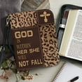 thumbnail image 3 of Kuiaobaty Cross Leopard Print Bible Cover for Bible Study Supplies, God is Within Her Bible Case with Handle and Briefcase Strap, Lightweight Bible Tote Bag Waterproof Book Case for Women Men, M, 3 of 7