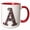 Red/White, variant on 3drose, Pretty Image of Ruby Jeweled Monogram Letter A, 11oz Two-tone Red Mug