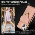 thumbnail image 3 of Crossbody Wallet Women Case for iPhone 14,[RFID Blocking] Credit Card Holder with Should Strap,Premium PU Leather Purse Metal Buckle Folio Flip Cover For iPhone 14, Rosegold, 3 of 8