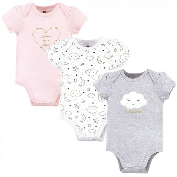 Hudson Baby Infant Girl Cotton Bodysuits 3pk, Dreamer, 0-3 Months