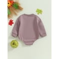 thumbnail image 4 of Wassery Infant Baby Girls Halloween Costume 6M 12M 18M 24M Newborn Girl Jumpsuit Long Sleeve Round Neck Letters Pumpkin Print Pullovers Bodysuit Fall Casual Clothes 0-24M, 4 of 8