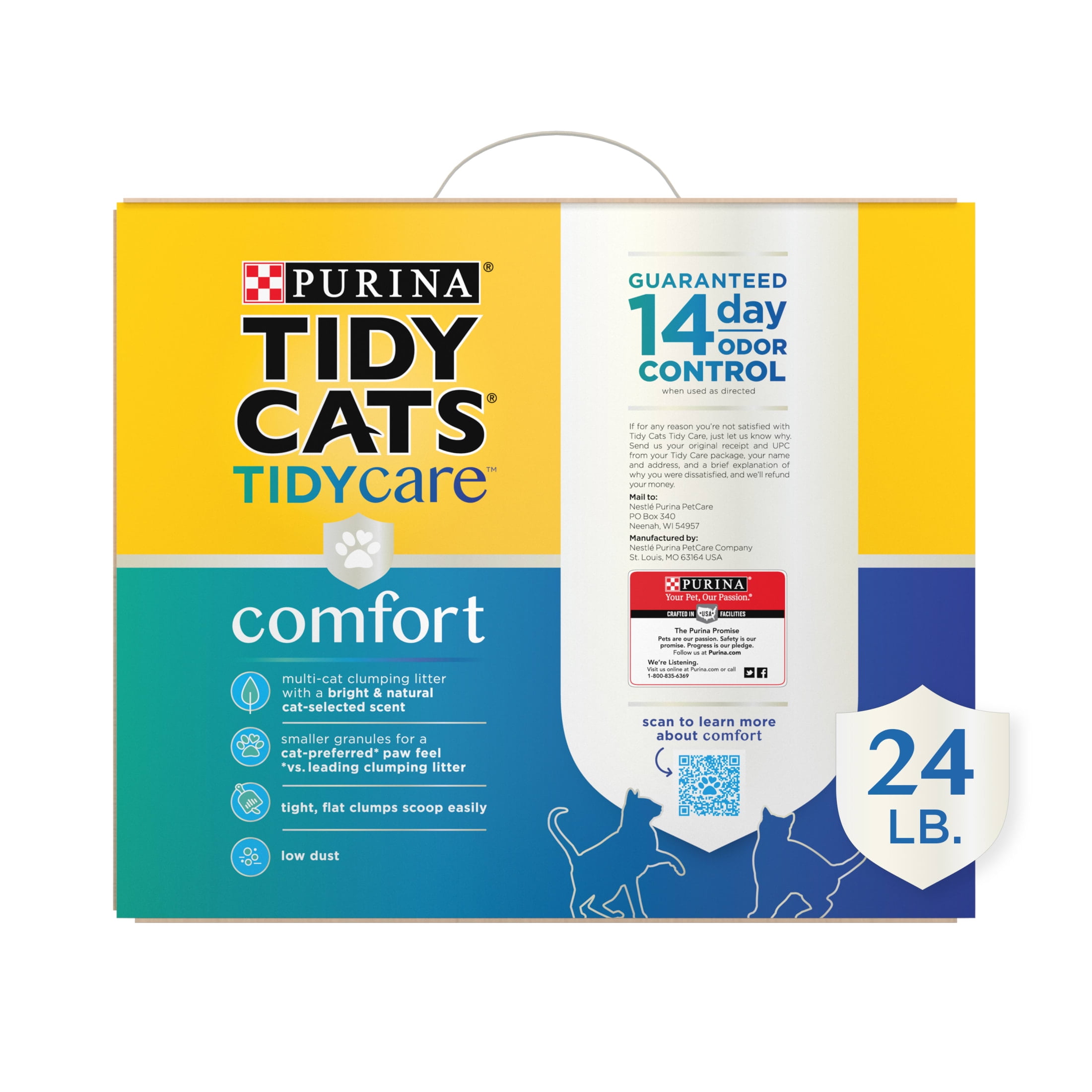 (3 pack) Purina Tidy Cats Tidy Care Comfort Cat Litter, Lemongrass Scent, 24 lb Box