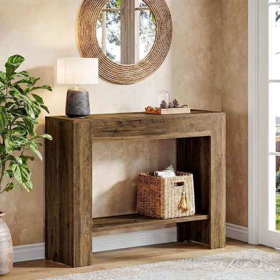 Tribesigns 2-Tier Console Table, 41.3-Inch Wooden Entryway Table with Storage, Narrow Farmhouse Sofa Table Behind Couch for Living Room