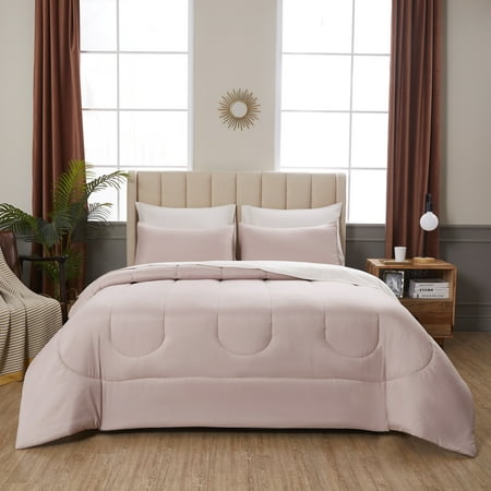 Mainstays Blush Pink 8 Piece Bed in a Bag Comforter Set With Sheets, Queen