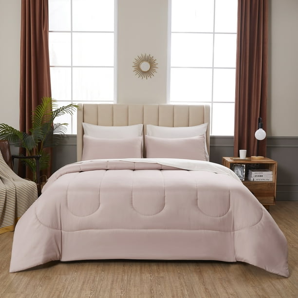 Mainstays 6-Piece Bed-in-a-Bag Blush Twin with Sheets, Shams
