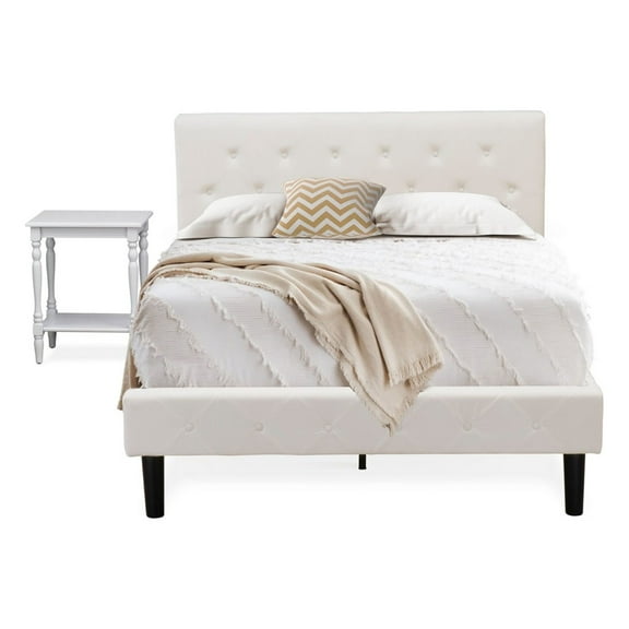 East West Furniture Nolan 2 Pieces Wood Full Bedroom Set in White/Gray