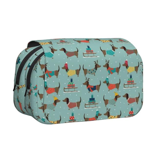 Easygdp Dachshund Dog Puppy para Estuche de Lápices con Tapa Flip, Suministros de Oficina y Universidad para Adolescentes y Adultos