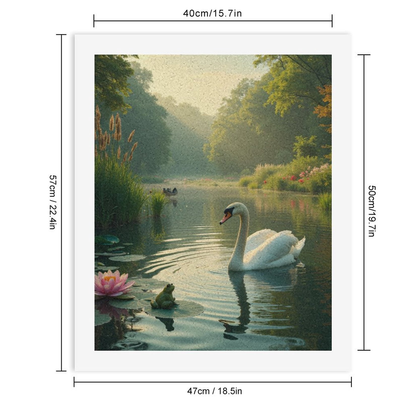 Paint by Numbers Kit for Adults, Swan Pond Tranquil Morning Scene Paint by Numbers, Easy Paint by Numbers Kit for Adults Beginner, DIY Adult Paint by Number Kits on Canvas, Home Decor