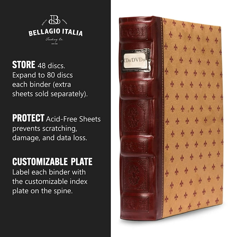 Bellagio-Italia Tuscany CD/DVD Storage Binder Set - Leather - 576