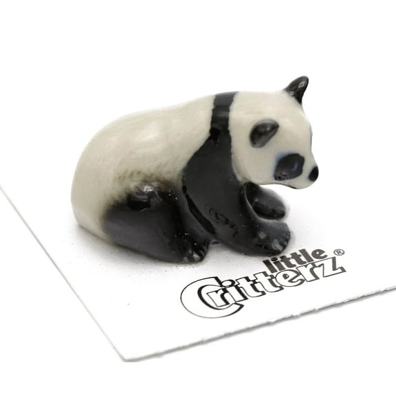 Little Critterz Panda Cub "Hua Mei" Hand-painted - Home Decor Animal Birthday Gift Decorative Figurine - Miniature Porcelain Figurine