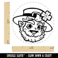 thumbnail image 2 of Cute Saint Patrick's Day Leprechaun Head Self-Inking Rubber Stamp Ink Stamper - Purple Ink - Medium 1 Inch, 2 of 7