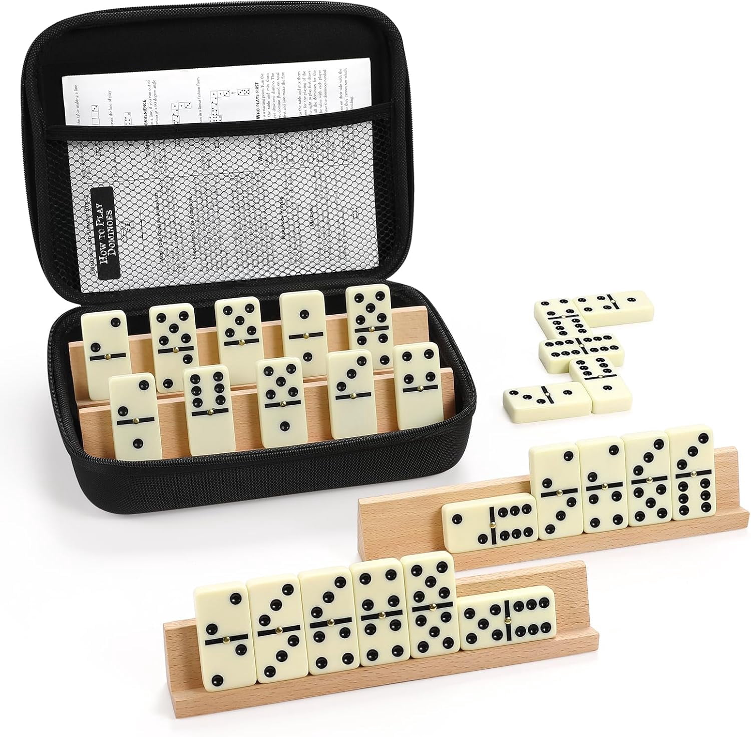 Double Fifteen Color Dot Dominoes Game in a Tin: Domino Set Board