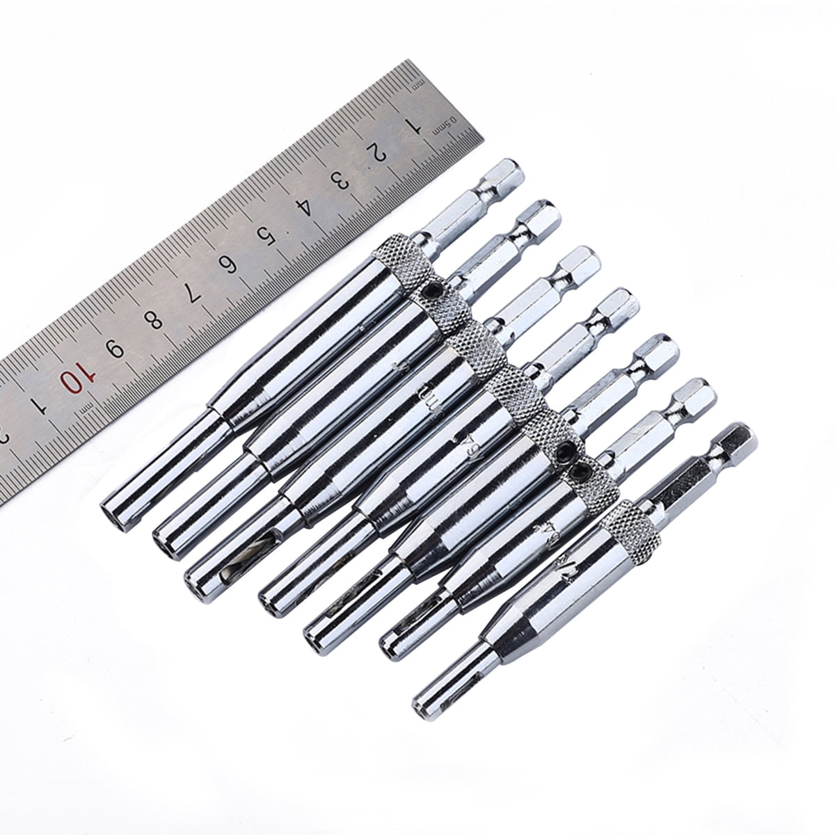 LABSERRON  Woodworking Drill Bit Set, Silver, Precise Hinge Hole Drilling, 14Pcs