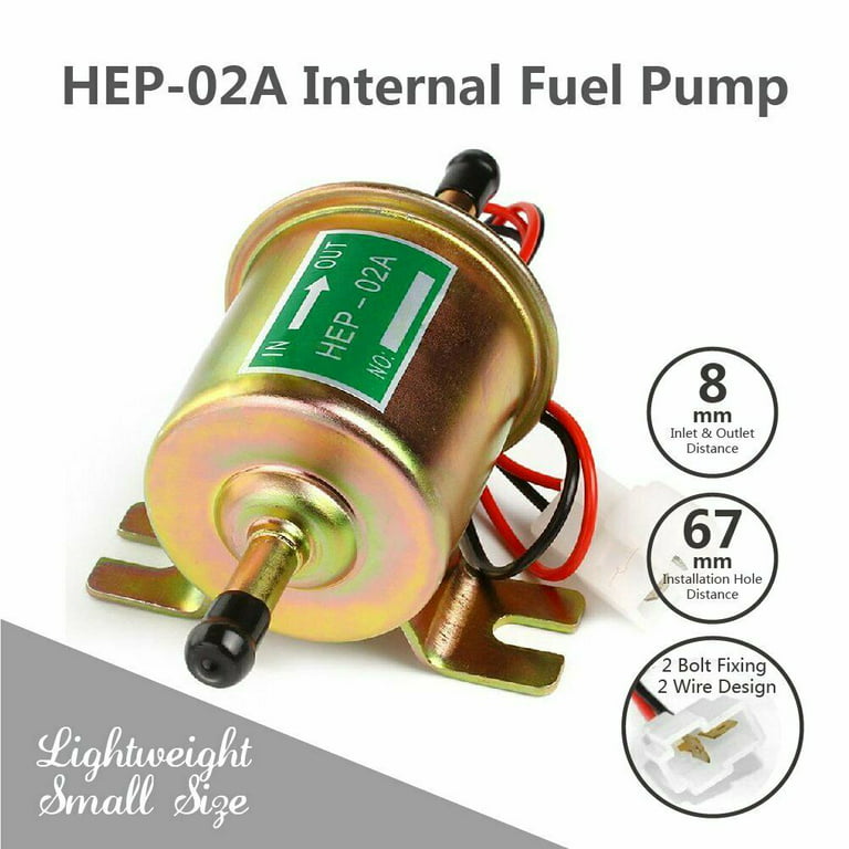 Carbole 12V Universal Electric Fuel Pump Inline 4-7 Psi-Low Pressure, Size: 5.9 x 3.9 x 3.5, Gold