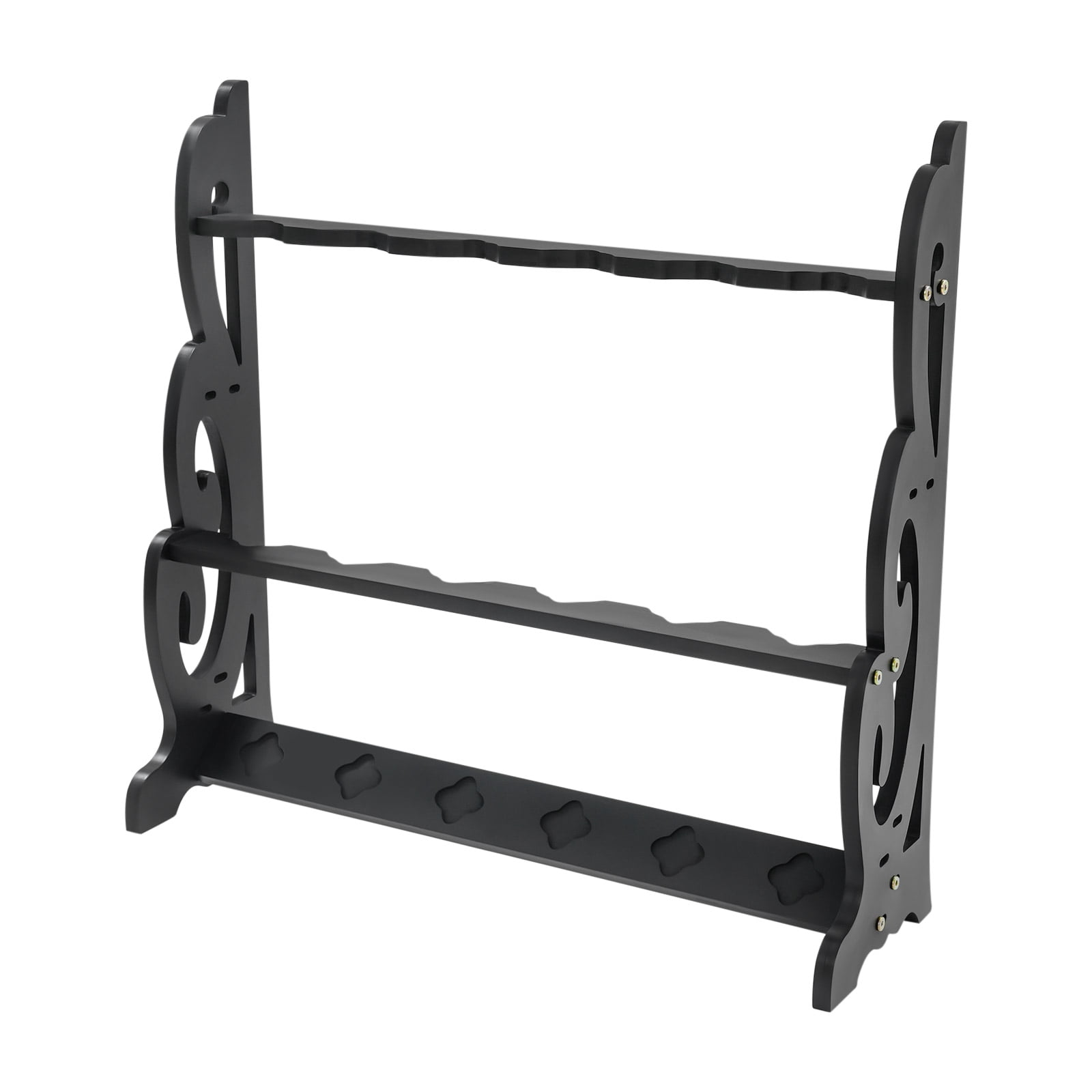 Black Katana Sword Stand,6 Holes Sword Display Floor Stand,Sturdy Sword Rack Floor Stand, Martial Arts Anime Shelves Sword Hangers