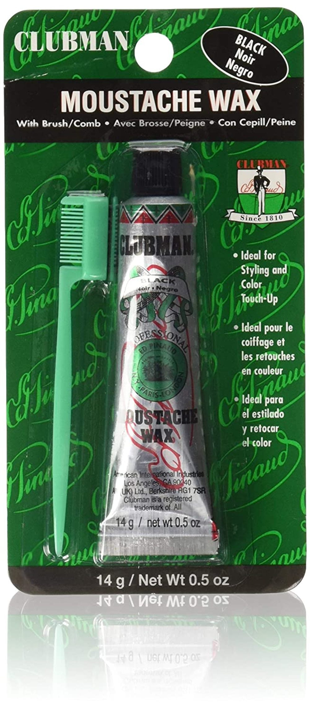 Clubman Moustache Wax Black 0.50 oz (Pack of 5)