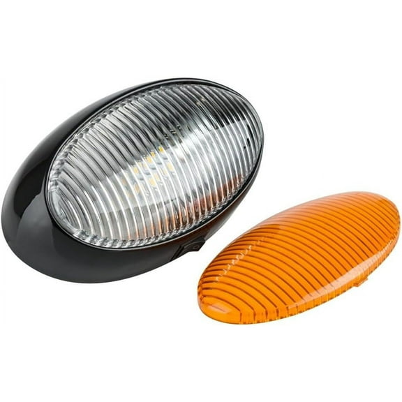 Lumitronics 12-Volt LED Oval RV Porch Exterior Light with Switch, RV Parts and Accessories, Black