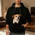 thumbnail image 2 of Pet Pouch Hoodie with Large Pocket Kangaroo Pouch Hoodie Black Hoodie with Dog and Cat Carrier Pouch Cozy Long Sleeve Sweatshirt for Men and Women, 2 of 9