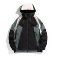 thumbnail image 2 of Windbreakers for Men Hooded Pocket Stand Up Collar Drawstring Color Blocking Long Sleeved Outdoor Jacket Black M Windbreaker Jacket Men's, 2 of 3