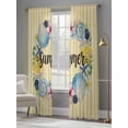 thumbnail image 3 of Starfish Shell Wreath Sheer Curtains 96 Inch Long 2 Panels, Summer Lemon Yellow Stripes Retro Light Filtering Rod Pocket Curtains, Sheer Voile Drapes for Living Room Bedroom, 52"x96", 3 of 8
