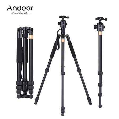 Andoer TP-999B Professional Portable Aluminum Alloy Tripod Monopod with Panoramic Ball Head 4-Section Max. Height 163cm 1/4