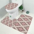 thumbnail image 2 of Beige Geometric Diamond Striped Pattern Bathroom Rugs Sets 3 Piece,Toilet Cover Set,Absorbent Non Slip Bathroom Mats Sets with U-Shaped Contour Rug Toilet Rug Set, 2 of 5