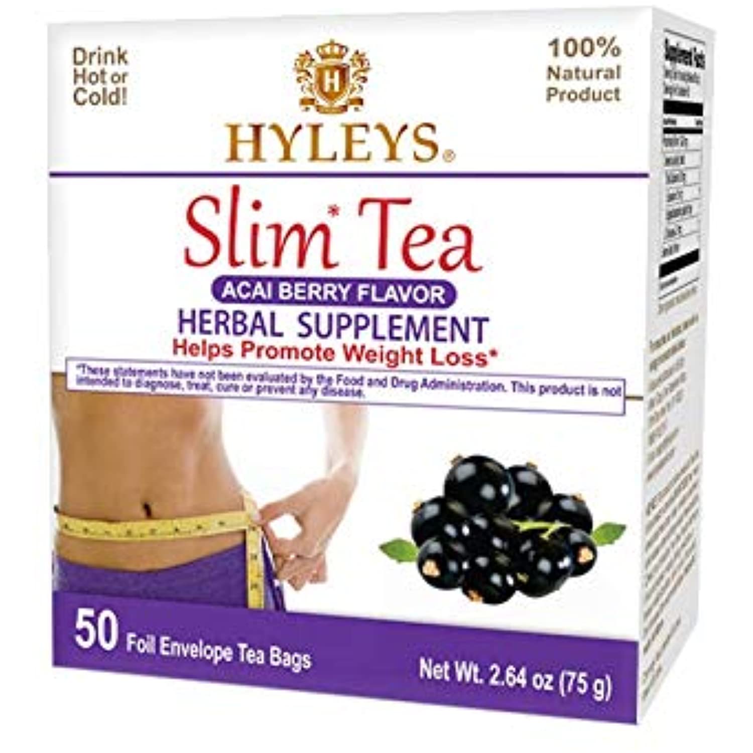 Hyleys Slim Tea Weight Loss Herbal Supplement With Acai Berry Cleanse