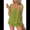 thumbnail image 3 of Camiseta Sin Mangas Holgada con para Mujer, Cuello Redondo, Sin Mangas, Informal, para Vacaciones, Color Matcha, XL, 3 of 9
