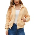 thumbnail image 1 of Abrigo esponjoso Manga larga Bolsillos con puños acanalados Cremallera Cuello vuelto Chaqueta esponjosa para mujer Color de piel XXL, 1 of 8