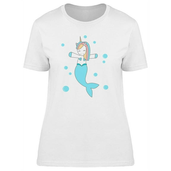 Blue Mermaid Unicorn T-Shirt Women -Image by Shutterstock, Female x-Large
